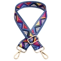 Adjustable woven shoulder strap with colorful geometric patterns and gold metal hooks - Colorful Geometric Silver Hook