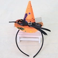 Diadema de Halloween con sombrero de bruja naranja, murciélagos y lazo de satén negro - Sombrero de estrella naranja