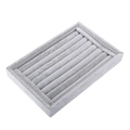 Gray velvet jewelry tray with seven rows for ring and earring display and storage - Ice Gray