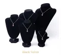 Set of 5 black velvet necklace display stands with hexagonal bases in various sizes - Large / Black Velvet