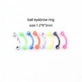 Set of 8 colorful paint-splattered stainless steel eyebrow rings with ball ends - 8 Colors/Set / 8-Color Set