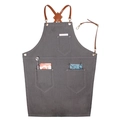 Tablier en toile gris foncé avec lanières en cuir marron et dos croisé pour baristas - Taille Unique (80x54cm) / Style C Gris
