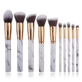10-teiliges Make-up-Pinsel-Set mit weißem Marmormuster und goldenen Zwingen - Marmor Weiß Set