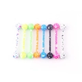 Set of 8 stainless steel tongue rings with colorful paint splatter effect on white background - 8 Sets / Snowflake Lacquered Multicolor