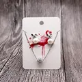 Rabbit pearl earrings and sparkling crystal ball necklace set on creative jewelry card - Flamingo Pattern (Earring Card) / 5x7cm