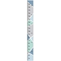 Canvas height chart with geometric patterns in blue, gray, and green for kids room - Macaron Color B