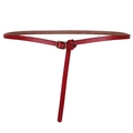 Cinturón fino de cuero rojo para mujer con hebilla cuadrada de bronce retro - 105cm / Rojo