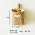 Hanging jute storage bag with black star pattern lining in minimalist Nordic style - Black with Star