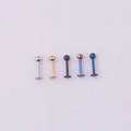 Five 316L stainless steel ball labret studs in silver, gold, black, rainbow, and blue colors - 10mm / Mixed Colors 5Pcs Set