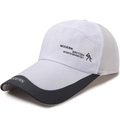 Quick-dry mesh baseball cap for men and women with wide brim and sports logo print - Adjustable / White