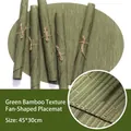 Green bamboo texture PVC wedge placemat 45x30cm non-slip heat resistant dining mat - Green Bamboo Texture