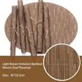 Oval light brown bamboo texture PVC placemat with heat resistant woven pattern 45x32.5cm - Light Brown Bamboo Texture