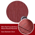 Sottopiatto rotondo 35cm in PVC rosso vino con elegante trama intrecciata di bambù - Borgogna