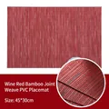 Burgundy PVC placemat with bamboo weave texture, 45x30cm rectangular dining table mat - 45*30cm / Wine Red Bamboo Texture