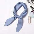 Elegant solid blue square silk scarf for women styled with fashion accessories - 70x70cm / Haze Blue