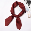 Elegant wine red satin neckerchief tied in a bow with soft silk texture for women - 70x70cm / Burgundy