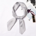 Elegant silver grey satin scarf with pearl luster tied in a knot for office look - 70x70cm / Light Gray