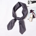 Deep grey satin silk scarf for women in minimalist style for professional wear - 70x70cm / Dark Gray
