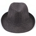 Chapeau fedora jazz gris foncé pour homme avec motif à carreaux fins et œillets en métal - 60CM / Gris (Tissu Costume)