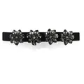 Cintura elastica sottile per abiti con decorazioni di fiori in cristallo nero - Cristallo Nero