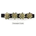 Cintura elastica nera da donna con quattro fiori di cristallo color champagne decorativi - Cristallo Champagne