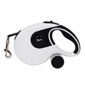 Guinzaglio retrattile per cani bianco e nero con impugnatura ergonomica e porta sacchetti - Bianco 8m