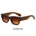 Narrow frame sunglasses with tea color lenses and metal rivet details in a tea finish - Tea Frame Double Tea Lenses (C3/TEA TEA)