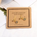 Golden Evil Eye stud earrings with blue and white pavé cubic zirconia inlay - Gold (ED557)