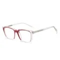 Fashionable TR90 square sunglasses featuring a transparent purple and clear two-tone frame - Transparent Purple Frame Anti-Blue Light Lens