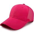 Rosarote Mesh-Trucker-Mütze mit Baumwollkrempe und verstellbarem Verschluss - Verstellbar / Rosarot