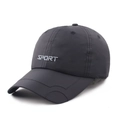 Waterproof quick-dry black baseball cap with white SPORT letter embroidery for outdoors - Adjustable / Black
