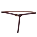 Cinturón fino de cuero burdeos para mujer con hebilla cuadrada dorada clásica y suave - 105cm / café