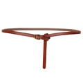 Slim brown leather belt for women featuring a vintage metal buckle for dresses - Brown