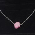 Pink glitter Hamsa Hand synthetic opal pendant necklace with silver chain on velvet - Hot Pink Glitter Style(7)