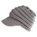 Detail of grey knitted baseball cap showing thick texture and ribbed wool pattern - M (56-58cm) / Light Gray