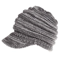 Detail of dark grey knit baseball cap with ribbed texture and short curved brim design - M (56-58cm) / Dark Gray White Mix