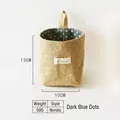 Jute hanging storage bag with dark blue polka dot lining measuring 13cm by 10cm - Dark Blue Dots