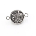Detailopname van een zilveren roestvrijstalen hanger met een sprankelende sterrenstructuur - Zilveren Glitter Stijl (6) / 12mm