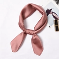 Elegant dusty pink satin square scarf with a soft silky luster on a clean white backdrop - 70x70cm / Dust Rose
