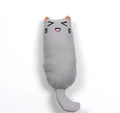Cute grey cotton cat toy with orange ears and catnip, durable teething toy for indoor cats - Gray