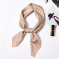 Elegant champagne gold silk neckerchief with a smooth satin finish and knotted detail - 70x70cm / Khaki