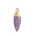 Natural purple crystal stone bullet pendant necklace with faceted surface and gold bail - Purple Crystal