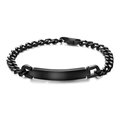 Bracciale a catena cubana nera minimalista in acciaio inox con piastra rettangolare - 9mm Nero
