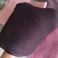 Detail of the pleated texture and soft fabric of this purple cotton linen headscarf - Deep purple