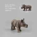 Realistic solid rhino animal model figurine in greyish-brown finish 6.8x2.5x4cm - Little Rhinoceros (065)