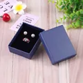 Lake blue rectangular kraft paper jewelry gift box with ring and pearl earrings - 7x9x3cm / Lake Blue