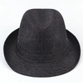 Chapeau fedora gris foncé pour hommes avec tissu à carreaux et œillets métalliques - 60CM / Gris Bleu (Tissu Costume)