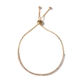 Elegant adjustable gold rhinestone tennis bracelet with sliding clasp on white background - KC Gold (02KC Gold 8818)