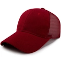 Burgunderrote Mesh-Trucker-Kappe für Herren mit atmungsaktivem Stoff und gebogenem Schirm - Verstellbar / Burgunderrot