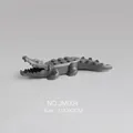 Gray plastic crocodile animal building block toy model, size 11x3x2cm with textured scales - Grey Crocodile